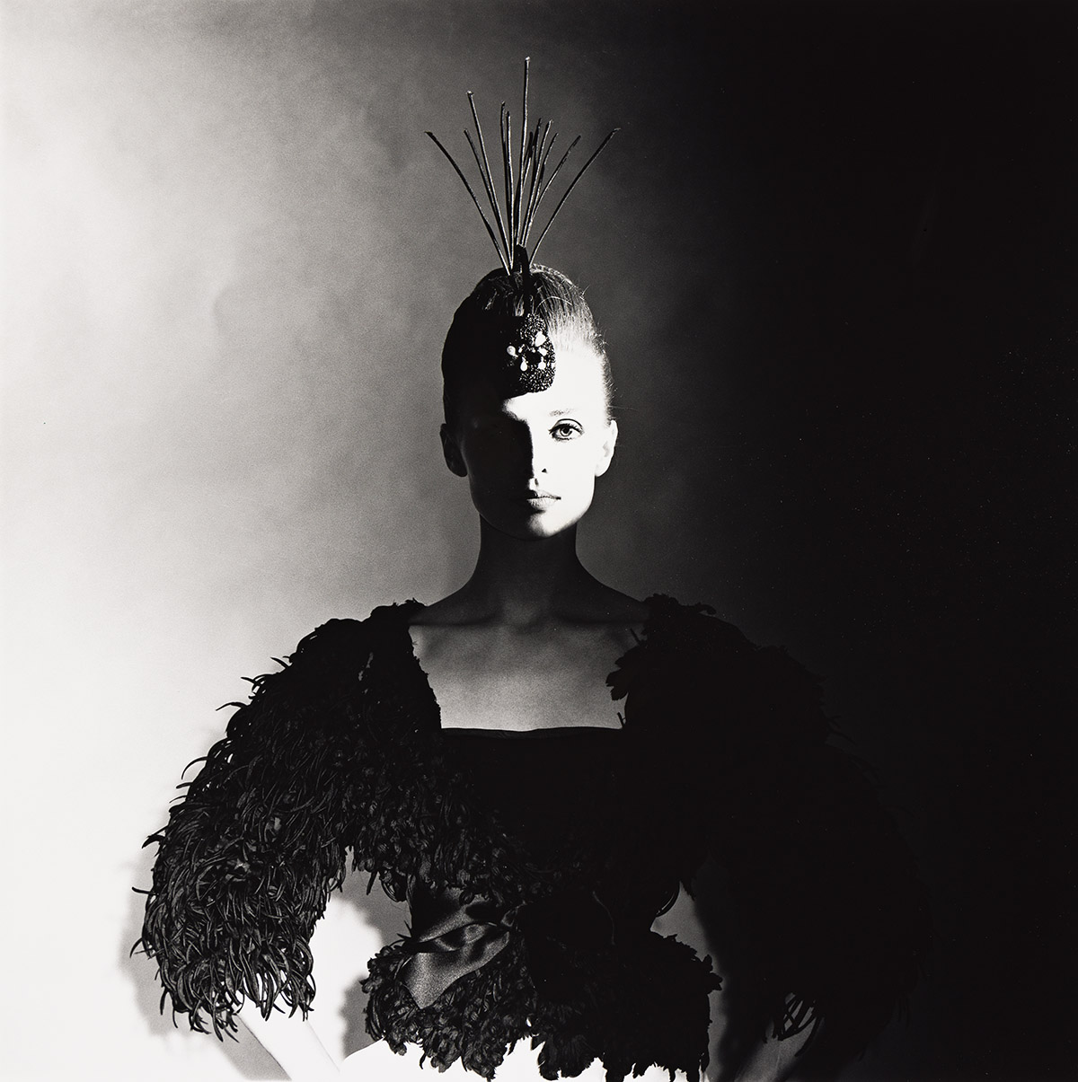 HIRO [YASUHIRO WAKABAYSHI] (1930-2021) Iris Bianchi in Yves Saint-Laurent Dress.